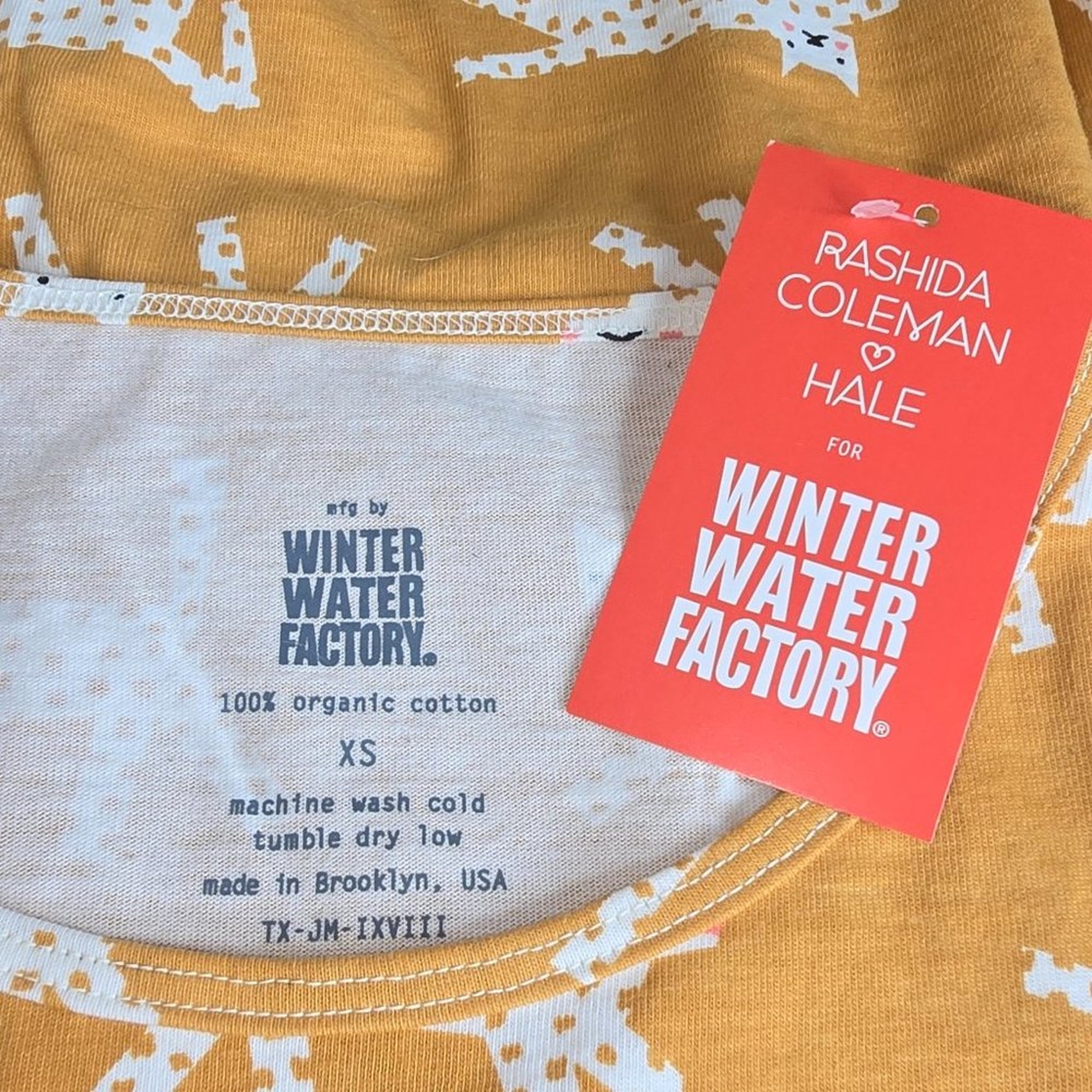 Winter Water Factory Helsinki Relaxed Fit Dress Cats Gold Size Xs Nwt — image 6 of 7